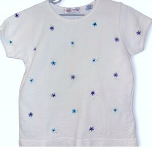 Vintage girls floral waffle like material top size 7-8